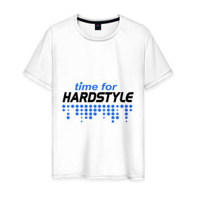Мужская футболка хлопок с принтом Time for Hardstyle в Екатеринбурге, 100% хлопок | прямой крой, круглый вырез горловины, длина до линии бедер, слегка спущенное плечо. | 