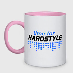 Кружка двухцветная с принтом Time for Hardstyle в Екатеринбурге, керамика | объем — 330 мл, диаметр — 80 мм. Цветная ручка и кайма сверху, в некоторых цветах — вся внутренняя часть | 