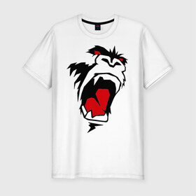Мужская футболка премиум с принтом King kong face в Екатеринбурге, 92% хлопок, 8% лайкра | приталенный силуэт, круглый вырез ворота, длина до линии бедра, короткий рукав | king kong | животные | кинг конг | кинг конг фейс | обезьяна