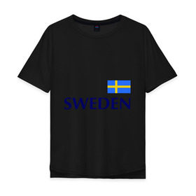 Мужская футболка хлопок Oversize с принтом Сборная Швеции - 10 в Екатеринбурге, 100% хлопок | свободный крой, круглый ворот, “спинка” длиннее передней части | Тематика изображения на принте: football | сборная швеции | флаг швеции | футбол | швеция