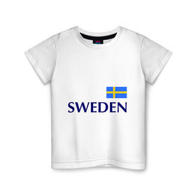 Детская футболка хлопок с принтом Сборная Швеции - 10 в Екатеринбурге, 100% хлопок | круглый вырез горловины, полуприлегающий силуэт, длина до линии бедер | football | сборная швеции | флаг швеции | футбол | швеция