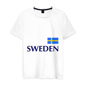 Мужская футболка хлопок с принтом Сборная Швеции - 10 в Екатеринбурге, 100% хлопок | прямой крой, круглый вырез горловины, длина до линии бедер, слегка спущенное плечо. | football | сборная швеции | флаг швеции | футбол | швеция
