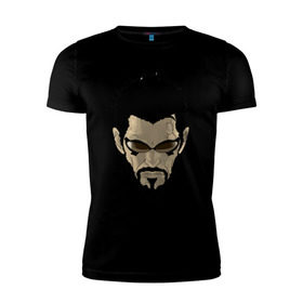 Мужская футболка премиум с принтом Deus Ex Human Revolution - Adam Jensen в Екатеринбурге, 92% хлопок, 8% лайкра | приталенный силуэт, круглый вырез ворота, длина до линии бедра, короткий рукав | адам дженсен | игры | компьютерные игры | персонаж