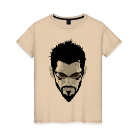Женская футболка хлопок с принтом Deus Ex Human Revolution - Adam Jensen в Екатеринбурге, 100% хлопок | прямой крой, круглый вырез горловины, длина до линии бедер, слегка спущенное плечо | адам дженсен | игры | компьютерные игры | персонаж