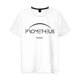 Мужская футболка хлопок с принтом Прометей лого в Екатеринбурге, 100% хлопок | прямой крой, круглый вырез горловины, длина до линии бедер, слегка спущенное плечо. | prometeus | прометей | чужие | чужой