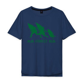 Мужская футболка хлопок Oversize с принтом Беги лес в Екатеринбурге, 100% хлопок | свободный крой, круглый ворот, “спинка” длиннее передней части | eco | run forest run | беги лес беги | зеленые технологии | зелень | лес | планета | чистота | эко | экология