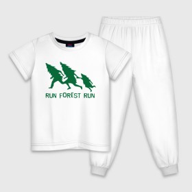 Детская пижама хлопок с принтом Беги лес в Екатеринбурге, 100% хлопок |  брюки и футболка прямого кроя, без карманов, на брюках мягкая резинка на поясе и по низу штанин
 | eco | run forest run | беги лес беги | зеленые технологии | зелень | лес | планета | чистота | эко | экология