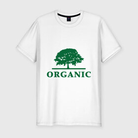Мужская футболка премиум с принтом Дерево органика в Екатеринбурге, 92% хлопок, 8% лайкра | приталенный силуэт, круглый вырез ворота, длина до линии бедра, короткий рукав | Тематика изображения на принте: eco | organic | дерево | зеленые технологии | зелень | планета | чистота | эко | экология