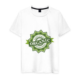 Мужская футболка хлопок с принтом Настоящая органика в Екатеринбурге, 100% хлопок | прямой крой, круглый вырез горловины, длина до линии бедер, слегка спущенное плечо. | eco | organic | зеленые технологии | зелень | натуральный | натуральный продукт | планета | сертификат | чистота | эко | экология