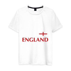 Мужская футболка хлопок с принтом Сборная Англии - Стивен Джеррард 4 в Екатеринбурге, 100% хлопок | прямой крой, круглый вырез горловины, длина до линии бедер, слегка спущенное плечо. | Тематика изображения на принте: англия | сборная англии | стивен джеррард | флаг англии | футбол