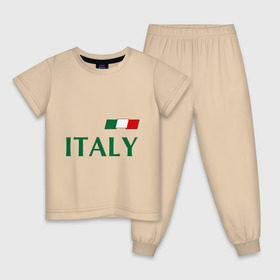 Детская пижама хлопок с принтом Сборная Италии - 1 в Екатеринбурге, 100% хлопок |  брюки и футболка прямого кроя, без карманов, на брюках мягкая резинка на поясе и по низу штанин
 | football | буффон | италия | сборная италии