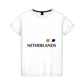 Женская футболка хлопок с принтом Нидерланды - Уэсли Снейдер 10 (Snaijder) в Екатеринбурге, 100% хлопок | прямой крой, круглый вырез горловины, длина до линии бедер, слегка спущенное плечо | football | голландия | нидерланды | сборная нидерланд | снейдер