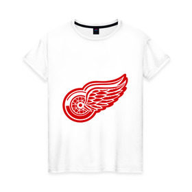 Женская футболка хлопок с принтом Detroit Red Wings Pavel Datsyuk - Павел Дацюк в Екатеринбурге, 100% хлопок | прямой крой, круглый вырез горловины, длина до линии бедер, слегка спущенное плечо | нхл