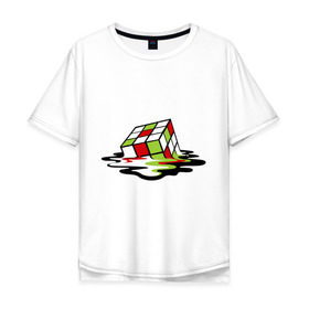 Мужская футболка хлопок Oversize с принтом Кубик рубика в Екатеринбурге, 100% хлопок | свободный крой, круглый ворот, “спинка” длиннее передней части | Тематика изображения на принте: головоломка | игра | игрушка | кубик рубик