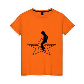 Женская футболка хлопок с принтом Майкл Джексон Звезда в Екатеринбурге, 100% хлопок | прямой крой, круглый вырез горловины, длина до линии бедер, слегка спущенное плечо | michael jackson | mj | поп звезда | поп музыка