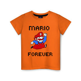 Детская футболка хлопок с принтом Mario forever в Екатеринбурге, 100% хлопок | круглый вырез горловины, полуприлегающий силуэт, длина до линии бедер | nintendo | марио | нинтендо