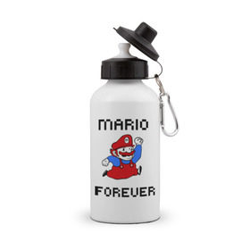 Бутылка спортивная с принтом Mario forever в Екатеринбурге, металл | емкость — 500 мл, в комплекте две пластиковые крышки и карабин для крепления | nintendo | марио | нинтендо