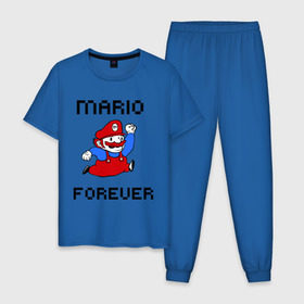 Мужская пижама хлопок с принтом Mario forever в Екатеринбурге, 100% хлопок | брюки и футболка прямого кроя, без карманов, на брюках мягкая резинка на поясе и по низу штанин
 | nintendo | марио | нинтендо