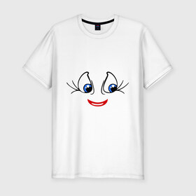 Мужская футболка премиум с принтом Глазки в Екатеринбурге, 92% хлопок, 8% лайкра | приталенный силуэт, круглый вырез ворота, длина до линии бедра, короткий рукав | smile | глаза | настроение | позитив | ресницы | рожица | смайлик | улыбаться | улыбка | улыбочка | эмоции