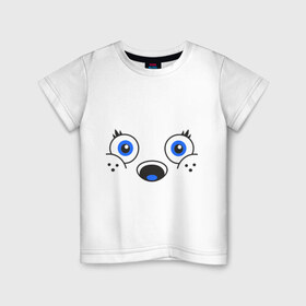Детская футболка хлопок с принтом Белый мишка в Екатеринбурге, 100% хлопок | круглый вырез горловины, полуприлегающий силуэт, длина до линии бедер | Тематика изображения на принте: 