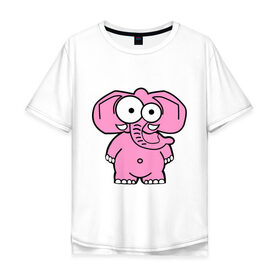 Мужская футболка хлопок Oversize с принтом Розовый слон в Екатеринбурге, 100% хлопок | свободный крой, круглый ворот, “спинка” длиннее передней части | смешной
