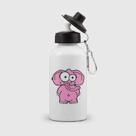 Бутылка спортивная с принтом Розовый слон в Екатеринбурге, металл | емкость — 500 мл, в комплекте две пластиковые крышки и карабин для крепления | смешной