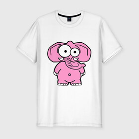 Мужская футболка премиум с принтом Розовый слон в Екатеринбурге, 92% хлопок, 8% лайкра | приталенный силуэт, круглый вырез ворота, длина до линии бедра, короткий рукав | смешной