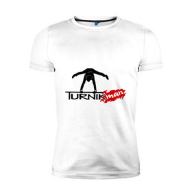 Мужская футболка премиум с принтом Turnikman в Екатеринбурге, 92% хлопок, 8% лайкра | приталенный силуэт, круглый вырез ворота, длина до линии бедра, короткий рукав | turnik man | turnikman | work out | workout | ворк аут | турникмен