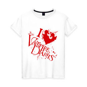 Женская футболка хлопок с принтом Я люблю Дневники вампиров в Екатеринбурге, 100% хлопок | прямой крой, круглый вырез горловины, длина до линии бедер, слегка спущенное плечо | i love vampire diaries | the vampire diaries | дневники вампира | сериалы | тв | я люблю дневники вампира