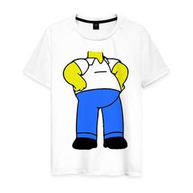 Мужская футболка хлопок с принтом тело Гомера в Екатеринбурге, 100% хлопок | прямой крой, круглый вырез горловины, длина до линии бедер, слегка спущенное плечо. | гомер без головы