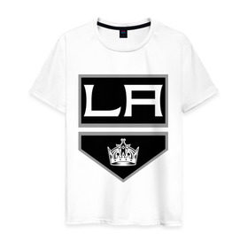 Мужская футболка хлопок с принтом Los Angeles Kings - Лос Анджелес в Екатеринбурге, 100% хлопок | прямой крой, круглый вырез горловины, длина до линии бедер, слегка спущенное плечо. | la | los angeles kings | nhl | кубок стенли | лос анджелес кингс | нхл | хоккей