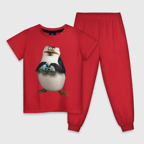 Детская пижама хлопок с принтом Пингвин с биноклем в Екатеринбурге, 100% хлопок |  брюки и футболка прямого кроя, без карманов, на брюках мягкая резинка на поясе и по низу штанин
 | Тематика изображения на принте: пингвин