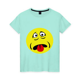 Женская футболка хлопок с принтом Грустный смайл в Екатеринбурге, 100% хлопок | прямой крой, круглый вырез горловины, длина до линии бедер, слегка спущенное плечо | smile | грустный | грусть | смайл | смайлик