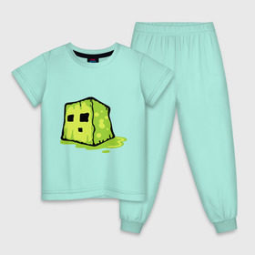 Детская пижама хлопок с принтом Slime в Екатеринбурге, 100% хлопок |  брюки и футболка прямого кроя, без карманов, на брюках мягкая резинка на поясе и по низу штанин
 | minecraft | игры | кубик | майнкрафт | смайлик