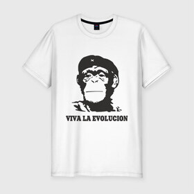 Мужская футболка премиум с принтом Viva la evolucion в Екатеринбурге, 92% хлопок, 8% лайкра | приталенный силуэт, круглый вырез ворота, длина до линии бедра, короткий рукав | 