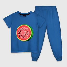 Детская пижама хлопок с принтом Половина арбуза в Екатеринбурге, 100% хлопок |  брюки и футболка прямого кроя, без карманов, на брюках мягкая резинка на поясе и по низу штанин
 | арбуз | вкусное | девушкам | фрукты | фрукты и ягоды