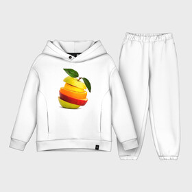 Детский костюм хлопок Oversize с принтом мега яблоко в Екатеринбурге,  |  | Тематика изображения на принте: апельсин | брызги | вода | лимон | фрукты | яблоко
