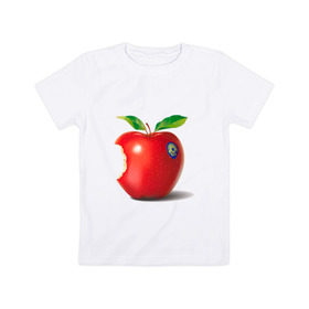 Детская футболка хлопок с принтом откусанное яблоко в Екатеринбурге, 100% хлопок | круглый вырез горловины, полуприлегающий силуэт, длина до линии бедер | apple | вкусное | девушкам | фрукты | фрукты и ягоды | яблоко