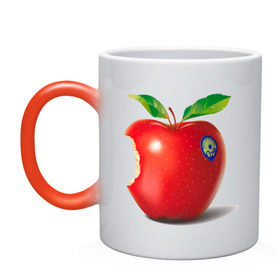 Кружка хамелеон с принтом откусанное яблоко в Екатеринбурге, керамика | меняет цвет при нагревании, емкость 330 мл | apple | вкусное | девушкам | фрукты | фрукты и ягоды | яблоко