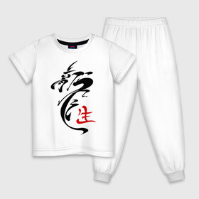 Детская пижама хлопок с принтом иероглиф дракон в Екатеринбурге, 100% хлопок |  брюки и футболка прямого кроя, без карманов, на брюках мягкая резинка на поясе и по низу штанин
 | Тематика изображения на принте: азия | картинки | китайский