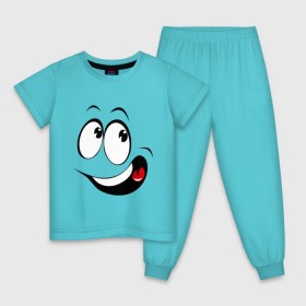 Детская пижама хлопок с принтом Смайл_01 в Екатеринбурге, 100% хлопок |  брюки и футболка прямого кроя, без карманов, на брюках мягкая резинка на поясе и по низу штанин
 | smile | позитив | рожица | смайл | смайлик