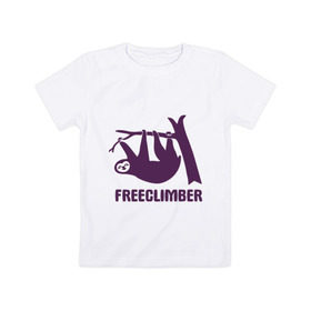 Детская футболка хлопок с принтом Freeclimber в Екатеринбурге, 100% хлопок | круглый вырез горловины, полуприлегающий силуэт, длина до линии бедер | climb | freeclimber | альпинизм | альпинисты | горы | скалолазанье | скалолазы | спорт