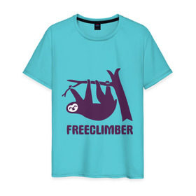 Мужская футболка хлопок с принтом Freeclimber в Екатеринбурге, 100% хлопок | прямой крой, круглый вырез горловины, длина до линии бедер, слегка спущенное плечо. | climb | freeclimber | альпинизм | альпинисты | горы | скалолазанье | скалолазы | спорт