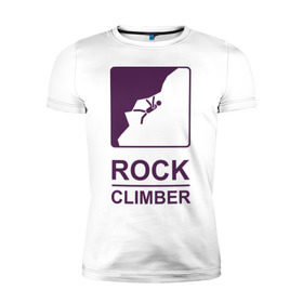 Мужская футболка премиум с принтом Rock climber в Екатеринбурге, 92% хлопок, 8% лайкра | приталенный силуэт, круглый вырез ворота, длина до линии бедра, короткий рукав | climb | rock climber | альпинизм | альпинисты | горы | путь | скалолазанье | скалолазы | спорт