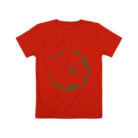 Детская футболка хлопок с принтом Альпинист в земном шаре в Екатеринбурге, 100% хлопок | круглый вырез горловины, полуприлегающий силуэт, длина до линии бедер | climb | альпинизм | альпинисты | горы | земля | земной шар | путь | скалолазанье | скалолазы | спорт