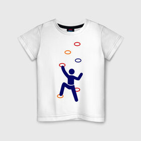 Детская футболка хлопок с принтом Скалолаз на тренеровке в Екатеринбурге, 100% хлопок | круглый вырез горловины, полуприлегающий силуэт, длина до линии бедер | climb | альпинизм | альпинисты | горы | путь | скалодром | скалолазанье | скалолазы | спорт