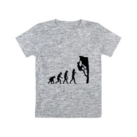 Детская футболка хлопок с принтом Эволюция альпиниста в Екатеринбурге, 100% хлопок | круглый вырез горловины, полуприлегающий силуэт, длина до линии бедер | climb | climber | альпинизм | альпинист | альпинисты | горы | путь | скалолазанье | скалолазы | спорт | эволюция