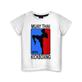 Детская футболка хлопок с принтом Muay Thai Kickboxing в Екатеринбурге, 100% хлопок | круглый вырез горловины, полуприлегающий силуэт, длина до линии бедер | Тематика изображения на принте: кикбоксинг | муай тай