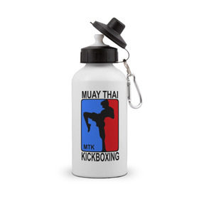 Бутылка спортивная с принтом Muay Thai Kickboxing в Екатеринбурге, металл | емкость — 500 мл, в комплекте две пластиковые крышки и карабин для крепления | кикбоксинг | муай тай