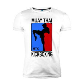Мужская футболка премиум с принтом Muay Thai Kickboxing в Екатеринбурге, 92% хлопок, 8% лайкра | приталенный силуэт, круглый вырез ворота, длина до линии бедра, короткий рукав | кикбоксинг | муай тай